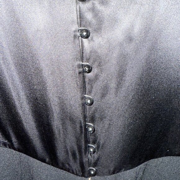 Tory Burch Black White Lace Daphne Beaded Buttoned Dress, SZ 14 - Picture 7 of 9